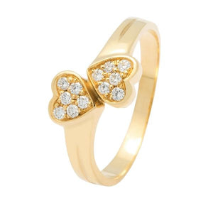 Bague 2 coeurs en or jaune sertie de diamants-Bagues diamants-Marque:Référence: 0.727Métal: Or jauneTitre: 18 caratsPoids du métal: 2,20 GrType de pierre: Diamant(s)Poids: 0,12 CtForme - taille: Taille brillantCouleur: FPureté: SI1Comment choisir sa taille de doigt:cliquer pour découvrir notre guide des tailles imprimable-DIAM'S- -DIAM'S NC