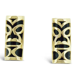 Boucles d'oreille fixes en or jaune motif chambranle avec du corail noir du lagon-Boucles d'oreilles Tiki-Marque:Référence: L6.9-CNMétal: Or jauneTitre: 18 caratsPoids du métal: 0,80 Gr-DIAM'S- -DIAM'S NC