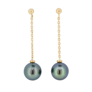 Boucles d'oreille pendante en or jaune. et perles de Tahiti.-Boucles d'oreilles perle-Marque:Référence: BO-PEND-299Métal: Or jauneTitre: 18 caratsPoids du métal: 0,54 GrType de pierre: Perle(s) de TahitiForme - taille: RondePureté: A-DIAM'S- -DIAM'S NC