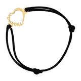 Bracelet coeur je t'aime maman en or jaune et satin noir-Bracelets or et argent-Marque:Référence: L4.68Métal: Or jauneTitre: 18 caratsPoids du métal: 0,60 Gr-DIAM'S- -DIAM'S NC