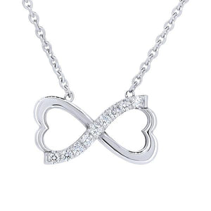 Collier Infinity coeur en or blanc serti de diamants-Pendentifs & Colliers diamants-Marque:Référence: D3.85-OBMétal: Or blancTitre: 18 caratsPoids du métal: 2,00 GrType de pierre: Diamant(s)Poids: 0,09 CtForme - taille: Taille brillantCouleur: FPureté: SI1-DIAM'S- -DIAM'S NC