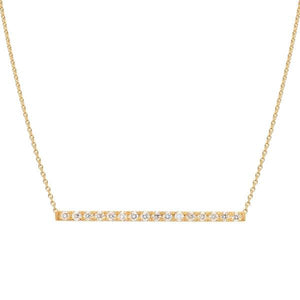 Collier barrette en or jaune serti de diamants.-Pendentifs & Colliers diamants-Marque:Référence: D3.188Métal: Or jauneTitre: 18 caratsPoids du métal: 2,50 GrType de pierre: Diamant(s)Poids: 0,16 CtForme - taille: Taille brillantCouleur: FPureté: SI1-DIAM'S- -DIAM'S NC