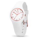 ICE glam - white rose gold numbers - extra small- 3h-Montres femme-Marque: Tendance et moderne, la ICE glam White Rose-Gold allie élégance et sobriété pour un look tout en simplicité ! Munie d’un bracelet blanc en silicone ultra souple et de détails rose-gold, cette montre extra-small saura s’adapter à toutes vos tenues, de jour comme de soirée ! Son atout ? Ses chiffres dorés à la fois pratiques et discrets vous donneront l’heure avec style et précision. Référence: 015343 CollectionICE glam Couleur(s)Blanc