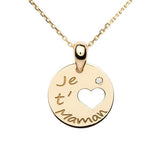 Pendentif Je t'aime maman en or jaune serti d'un diamant.-Pendentifs & Colliers diamants-Marque:Référence: L3.70Métal: Or jauneTitre: 18 caratsPoids du métal: 1,30 GrType de pierre: Diamant(s)Poids: 0,01 CtForme - taille: Taille brillantCouleur: FPureté: SI1-DIAM'S- -DIAM'S NC