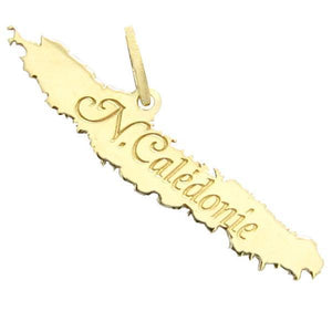 Pendentif carte Nouvelle Calédonie en or jaune.-Pendentifs carte du caillou et des iles-Marque:Référence: L5.22Métal: Or jauneTitre: 18 caratsPoids du métal: 0,80 Gr-DIAM'S- -DIAM'S NC