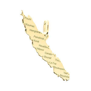 Pendentif carte de Calédonie villes en or jaune.-Pendentifs carte du caillou et des iles-Marque:Référence: L5.44Métal: Or jauneTitre: 18 caratsPoids du métal: 0,80 Gr-DIAM'S- -DIAM'S NC