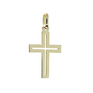 Pendentif croix en or jaune.-Pendentif Religieux-Marque:Référence: L3.201Métal: Or jauneTitre: 18 caratsPoids du métal: 0,60 Gr-DIAM'S- -DIAM'S NC