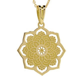 Pendentif mandala en or jaune.-Pendentifs & Colliers or et argent-Marque:Référence: L3.132Métal: Or jauneTitre: 18 caratsPoids du métal: 1,40 Gr-DIAM'S- -DIAM'S NC