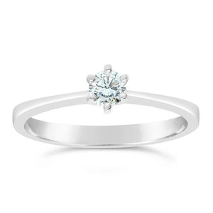 Solitaire 6 griffes en or blanc serti d'un diamant.-Solitaires-Marque:Référence: D0.157-OBMétal: Or blancTitre: 18 caratsPoids du métal: 1,90 GrType de pierre: Diamant(s)Poids: 0,15 CtForme - taille: Taille brillantCouleur: FPureté: SI1Comment choisir sa taille de doigt:cliquer pour découvrir notre guide des tailles imprimable-DIAM'S- -DIAM'S NC