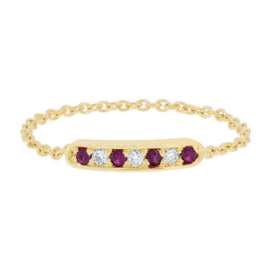 bague en or jaune 18 carats, 3 diamants de 0,01 carat en F,SI1 et 4 rubis 1,3-Bagues pierres précieuses-Marque:Référence: D9.38-BTRUMétal: Or jauneTitre: 18 caratsPoids du métal: 0,73 GrPoids: 0,03 CtComment choisir sa taille de doigt:cliquer pour découvrir notre guide des tailles imprimable-DIAM'S- -DIAM'S NC