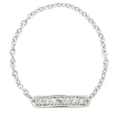 Bague chaine en or blanc sertie de diamants.-Bagues diamants-Marque:Référence: D9.38-OBMétal: Or blancTitre: 18 caratsPoids du métal: 0,50 GrType de pierre: Diamant(s)Poids: 0,07 CtForme - taille: Taille brillantCouleur: FPureté: SI1Comment choisir sa taille de doigt:cliquer pour découvrir notre guide des tailles imprimable-DIAM'S- -DIAM'S NC
