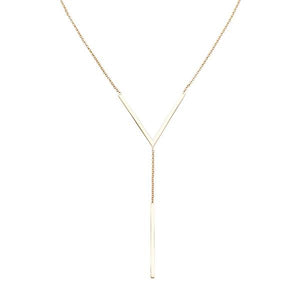 Collier en or jaune motif triangle et barrette.-Pendentifs & Colliers or et argent-Marque:Référence: L3.97Métal: Or jauneTitre: 18 caratsPoids du métal: 2,03 Gr-DIAM'S- -DIAM'S NC