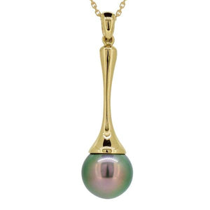 Pendentif en or jaune et une perle de Tahiti 10.6/11.5 mm.-Pendentifs & Colliers perle-Marque:Référence: 3.952/962Métal: Or jauneTitre: 18 caratsPoids du métal: 2,50 GrType de pierre: Perle de TAHITI-DIAM'S- 3.952/962-DIAM'S NC