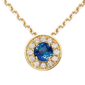 Pendentif entourage en or jaune serti d'un saphir et de diamants.-Pendentifs & Colliers pierres précieuses-Marque:Référence: D3.79-BTSAMétal: Or jauneTitre: 18 caratsPoids du métal: 0,70 GrType de pierre: Saphir(s)Poids: 0,39 CtForme - taille: Taille brillantCouleur: BleuType de pierre (2): Diamant(s)Poids (2): 0,12 CtForme - taille (2): Taille brillantCouleur (2): FPureté (2): SI1-DIAM'S- -DIAM'S NC